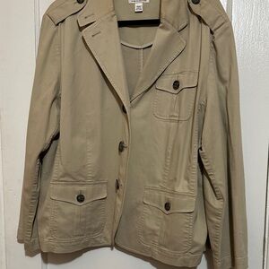 Talbots Light Khaki Utility Trench Jacket 97% cotton